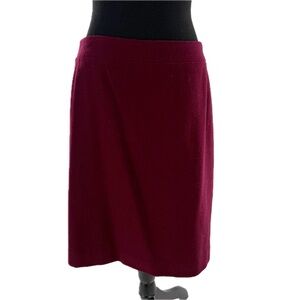 J. Crew The Pencil Skirt 22" in Double-Serge Wool Blend Deep Burgundy Size 10